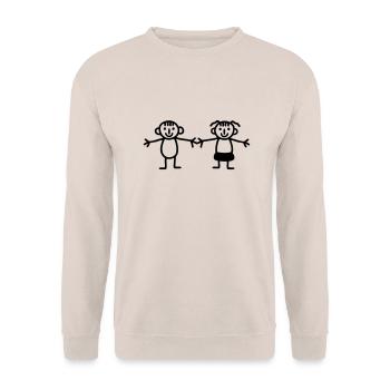 Kinder Mädchen Junge - Unisex Pullover - Sand - Vorne - Alina (178cm) & Michal (187cm)