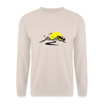 Reise - Berge Jeep - Unisex Pullover - Sand - Vorne - Alina (178cm) & Michal (187cm)
