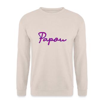 PAPOU. PAPA. FÊTE DES PÈRES. BONNE FÊTE PAPA - Sweat-shirt Unisexe - sable - Devant - Alina (178cm) & Michal (187cm)