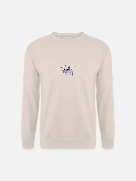 Schlafende Katze mit Vogel - Unisex Pullover - Sand