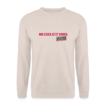 Wir essen jetzt Kinder - Unisex Pullover - Sand - Vorne - Alina (178cm) & Michal (187cm)