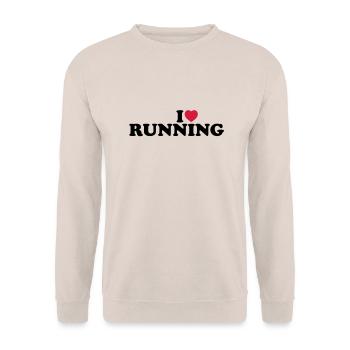I love running - Unisex Sweatshirt - sand - Front - Alina (178cm) & Michal (187cm)
