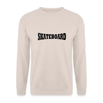 Skateboard Schriftzug - Unisex Pullover - Sand - Vorne - Alina (178cm) & Michal (187cm)