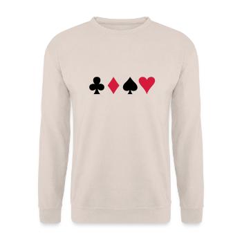 Alle vier Poker-Karten Karten-Anzüge in einer - Unisex Pullover - Sand - Vorne - Alina (178cm) & Michal (187cm)