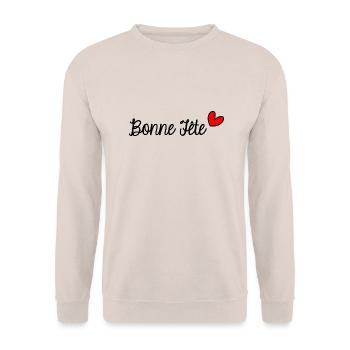 BONNE FÊTE. FÊTE DES MÈRES. FÊTE DES PÈRES. FÊTE - Sweat-shirt Unisexe - sable - Devant - Alina (178cm) & Michal (187cm)