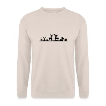 Weihnachten - Elche Wald - Unisex Pullover - Sand - Vorne - Alina (178cm) & Michal (187cm)