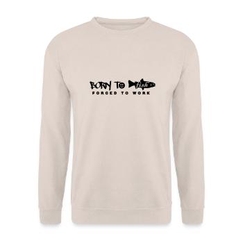 born to fish (G, 1c) - Unisex Pullover - Sand - Vorne - Alina (178cm) & Michal (187cm)