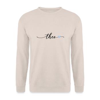 Theo Name Calligraphy Font - Unisex Sweatshirt - sand - Front - Alina (178cm) & Michal (187cm)