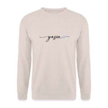 Police de calligraphie du nom Yasin - Sweat-shirt Unisexe - sable - Devant - Alina (178cm) & Michal (187cm)