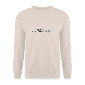 Thomas Name Calligraphy Font - Unisex Sweatshirt - sand - Front - Alina (178cm) & Michal (187cm)