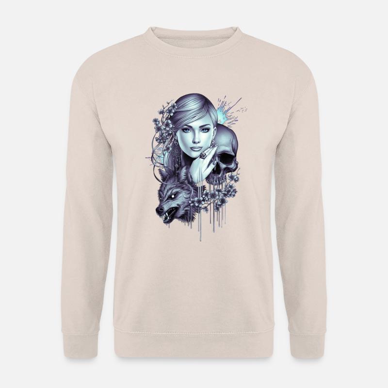 Wolfsschädel Mädchen Tattoo - Unisex Pullover - Sand