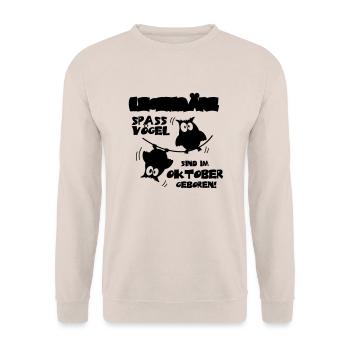 Eulen - Legendäre Spaßvögel im Oktober geboren - Unisex Pullover - Sand - Vorne - Alina (178cm) & Michal (187cm)