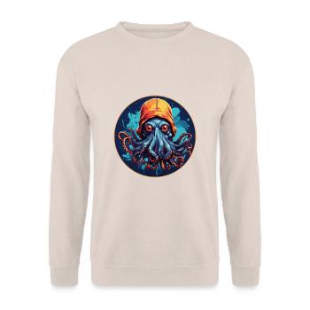octopus with hat funny octopus design - Unisex Sweatshirt - sand - Front - Alina (178cm) & Michal (187cm)