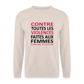 CONTRE TOUTES LES VIOLENCES FAITES AUX FEMMES - Sweat-shirt Unisexe - sable - Devant - Alina (178cm) & Michal (187cm)