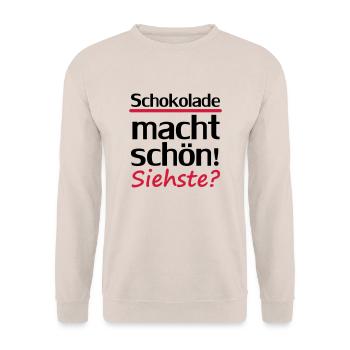 Chocolate makes you beautiful! You see? - Unisex Sweatshirt - sand - Front - Alina (178cm) & Michal (187cm)