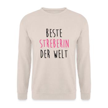 Streber Streberin Schule Kollegen Freund Lehrer - Unisex Pullover - Sand - Vorne - Alina (178cm) & Michal (187cm)