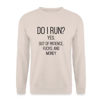 Funny Quote: DO I Run? - Sweat-shirt Unisexe - sable - Devant - Alina (178cm) & Michal (187cm)
