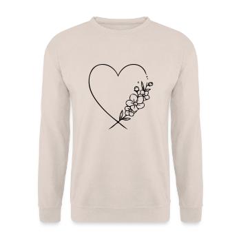 Herz - Unisex Pullover - Sand - Vorne - Alina (178cm) & Michal (187cm)