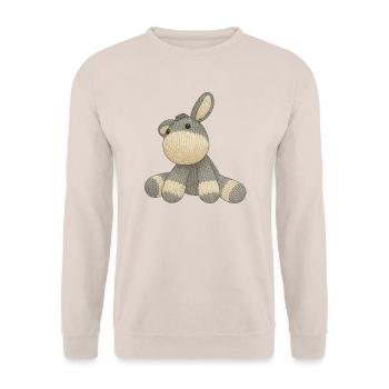 Knitting Donkey Emil - Unisex Sweatshirt - sand - Front - Alina (178cm) & Michal (187cm)