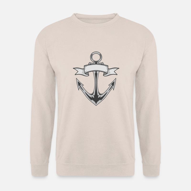 Anker mit Banner in Graustufen - Unisex Pullover - Sand