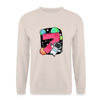 7 Geburtstag Junge - 7 Jahre alt - Ich bin 7 - Unisex Pullover - Sand - Vorne - Alina (178cm) & Michal (187cm)
