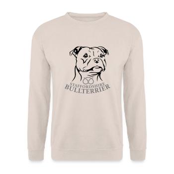 Staffordshire Bullterrier - Unisex Pullover - Sand - Vorne - Alina (178cm) & Michal (187cm)