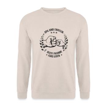Opa und Enkelin - Unisex Pullover - Sand - Vorne - Alina (178cm) & Michal (187cm)