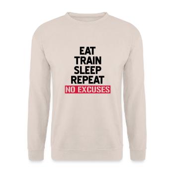 Eat train sleep repeat - No excuses - Unisex Sweatshirt - sand - Front - Alina (178cm) & Michal (187cm)