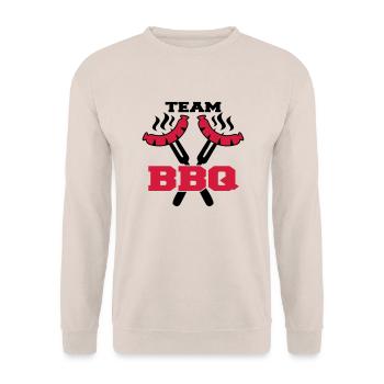 Team BBQ Logo - Unisex Sweatshirt - sand - Front - Alina (178cm) & Michal (187cm)