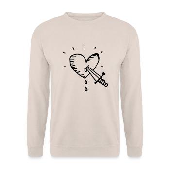 Bleeding heart with knife - Unisex Sweatshirt - sand - Front - Alina (178cm) & Michal (187cm)