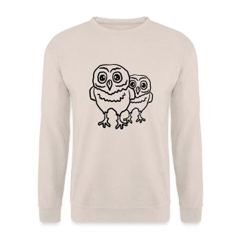 Deux petits hiboux mignons quelques Mamakind - Sweat-shirt Unisexe - sable - Devant - Alina (178cm) & Michal (187cm)