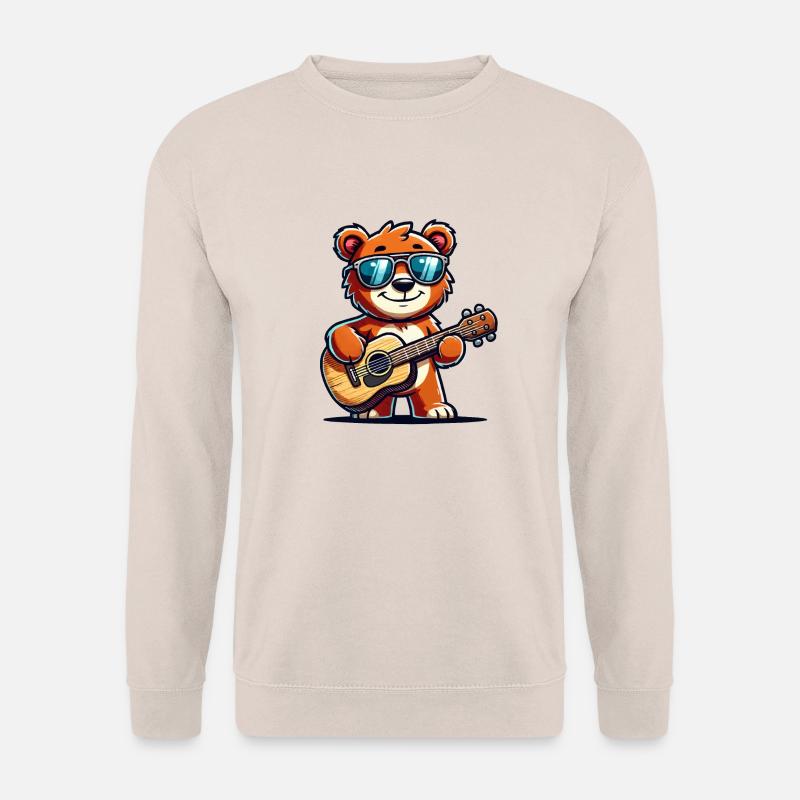 Bär Sonnenbrille Gitarrist - Unisex Pullover - Sand