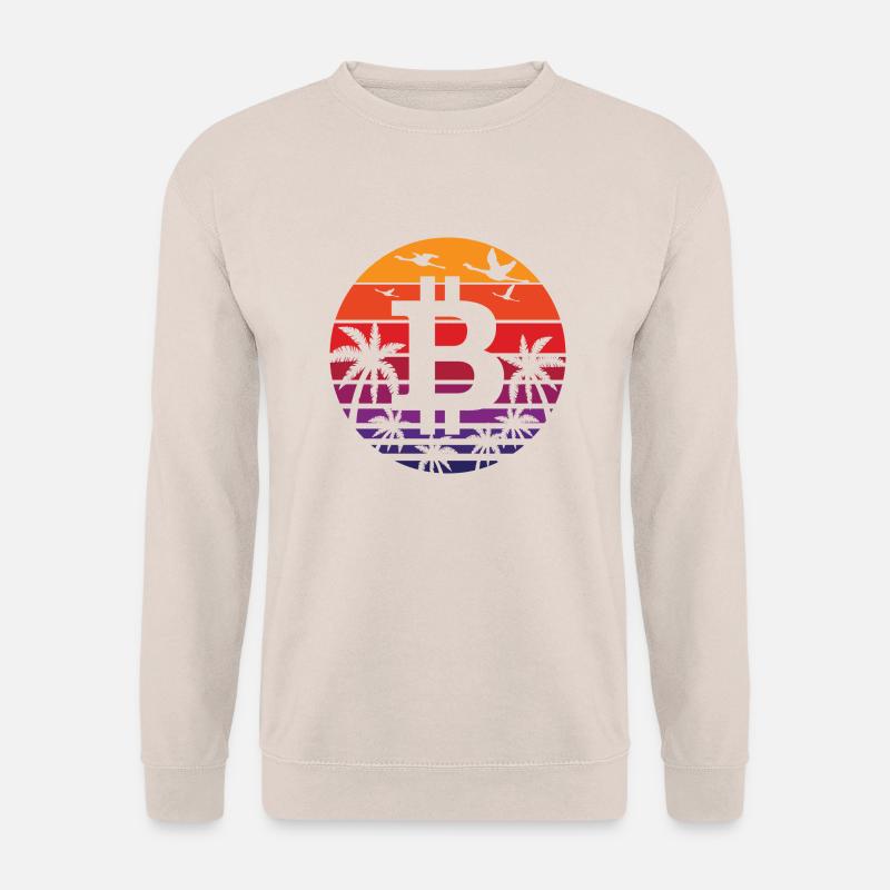 Vintage Sonnenuntergang Bitcoin Logo Crypto Fan Geschenk - Unisex Pullover - Sand