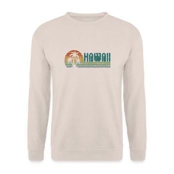 Hawaii Sonnenuntergang Retro Vintage Stil Liebhaber Geschenk - Unisex Pullover - Sand - Vorne - Alina (178cm) & Michal (187cm)