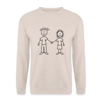 family_mom_and_dad_1c - Unisex Pullover - Sand - Vorne - Alina (178cm) & Michal (187cm)