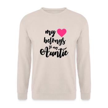 My heart belongs to my Auntie - Unisex Sweatshirt - sand - Front - Alina (178cm) & Michal (187cm)