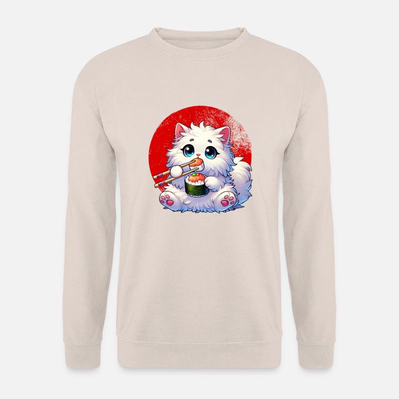 Schönes Kätzchen, das Sushi isst - Unisex Pullover - Sand