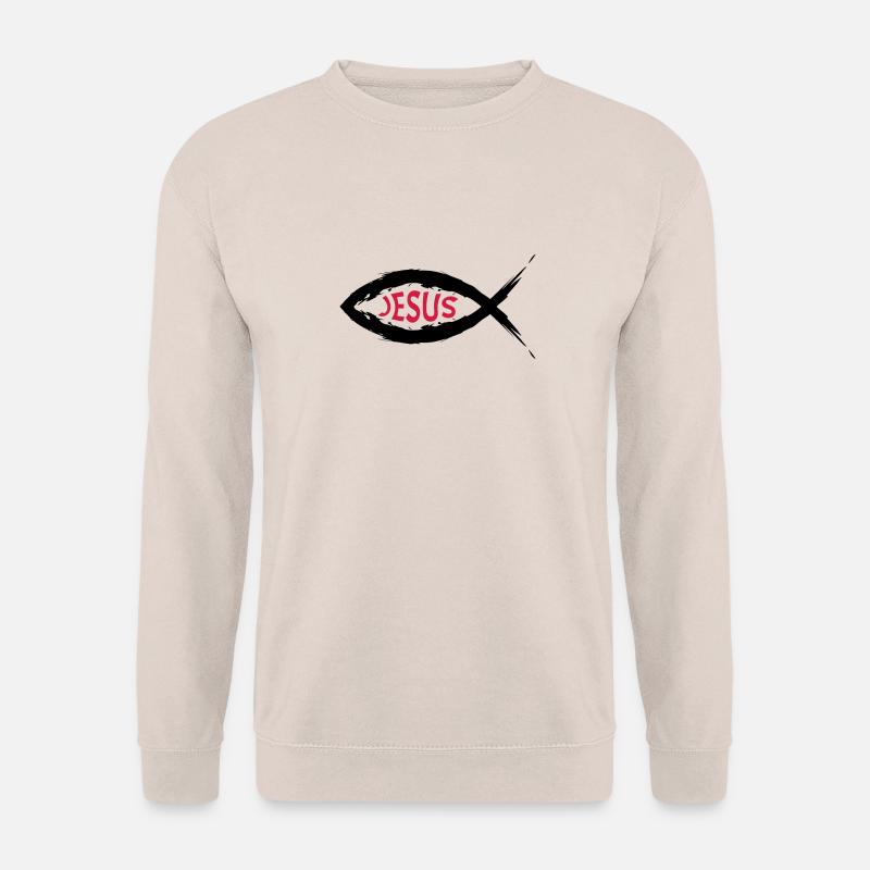 Fisch Symbol Jesus Religion - Unisex Pullover - Sand