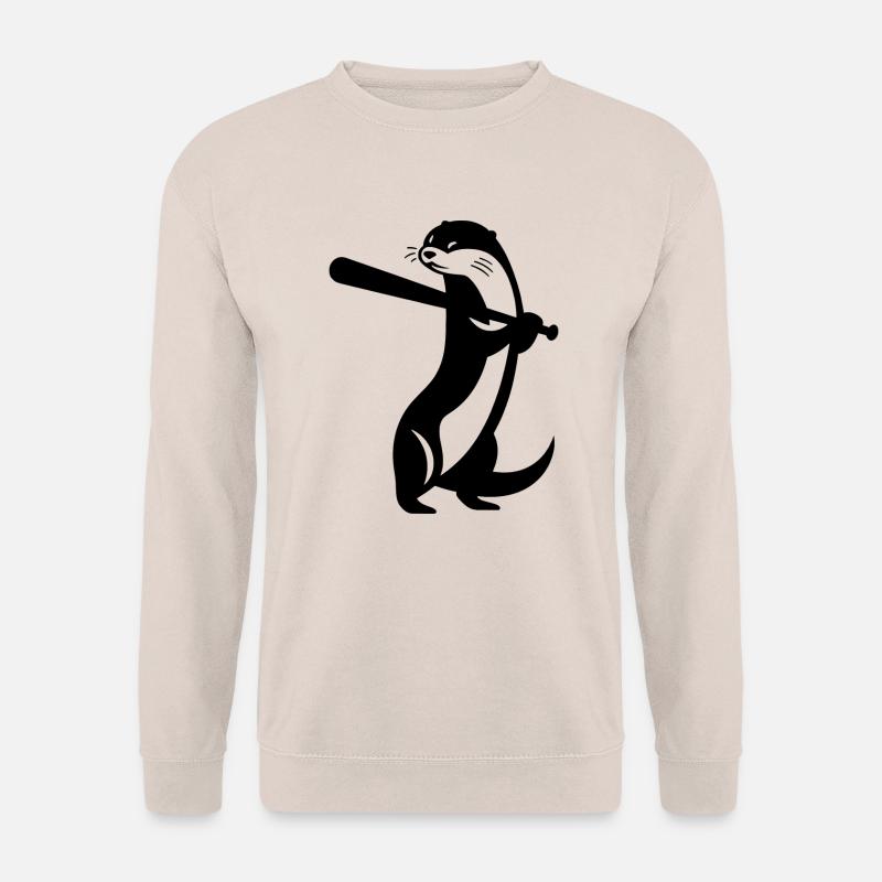 Otter Baseball Silhouette - Unisex Pullover - Sand