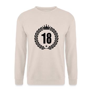 18 kranz krone - Unisex Pullover - Sand - Vorne - Alina (178cm) & Michal (187cm)
