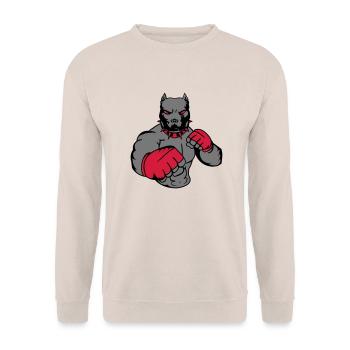 dog_fighter_002 - Unisex Pullover - Sand - Vorne - Alina (178cm) & Michal (187cm)