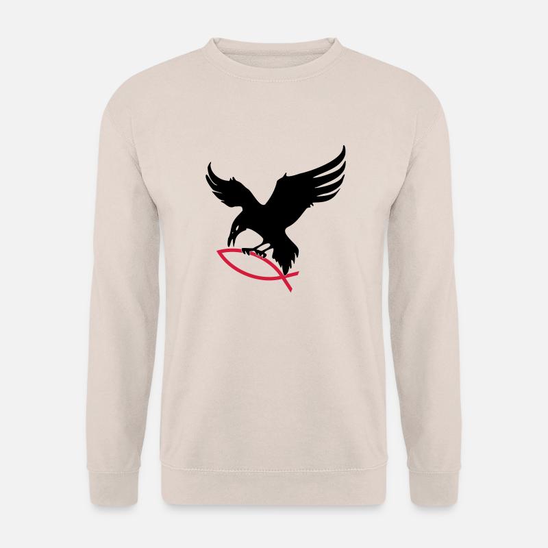 Rabe mit Fisch 01 (C2) - Unisex Pullover - Sand