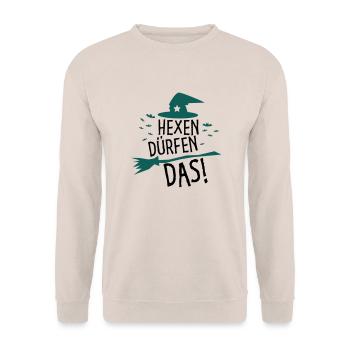 Hexen dürfen das! - Unisex Pullover - Sand - Vorne - Alina (178cm) & Michal (187cm)