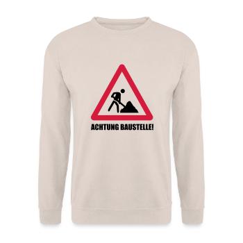 baustelle achtung - Unisex Pullover - Sand - Vorne - Alina (178cm) & Michal (187cm)