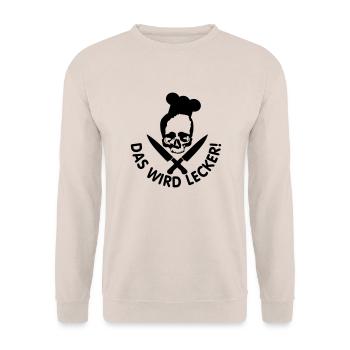 lecker kochen / kochen / lecker / skull - Unisex Pullover - Sand - Vorne - Alina (178cm) & Michal (187cm)