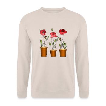 Blumen - Unisex Pullover - Sand - Vorne - Alina (178cm) & Michal (187cm)