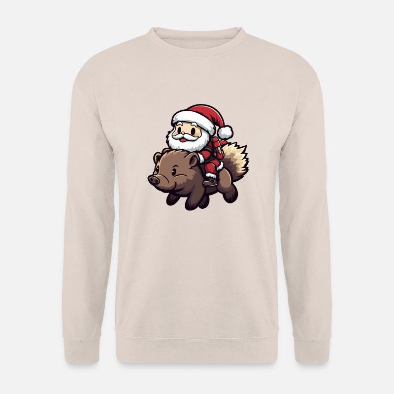 Igel Weihnachtsmann Cartoon - Unisex Pullover - Sand