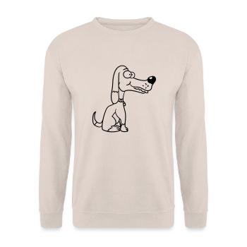 Dog Sitting Funny Happy Puppy Pet Comic - Unisex Sweatshirt - sand - Front - Alina (178cm) & Michal (187cm)