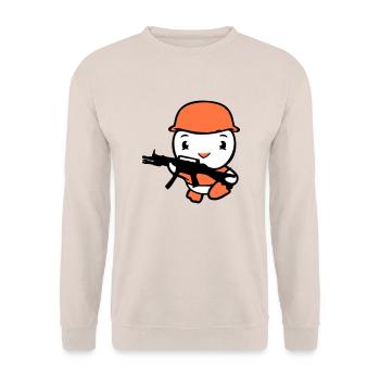 Duck Soldier Army Professional Soldier Helmet Gun Running - Unisex Sweatshirt - sand - Front - Alina (178cm) & Michal (187cm)
