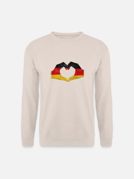 Hand-Herz Deutschland Flagge 010 - Unisex Pullover - Sand